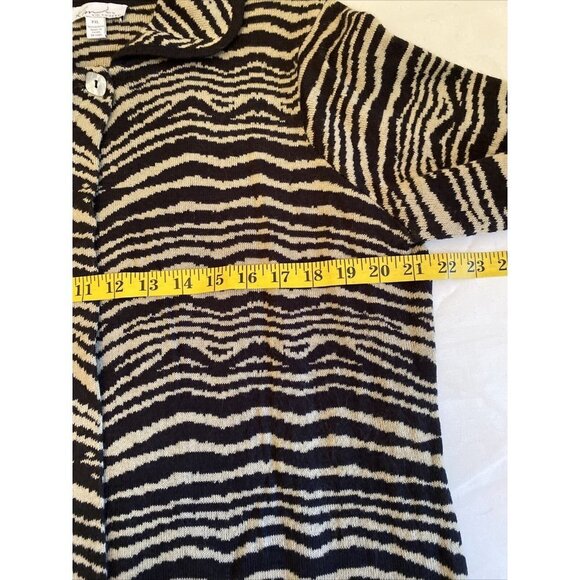Kim Rogers Sweater Cardigan PXL Animal Print Tan Black Knit 1 Top Button Petite - Picture 6 of 9